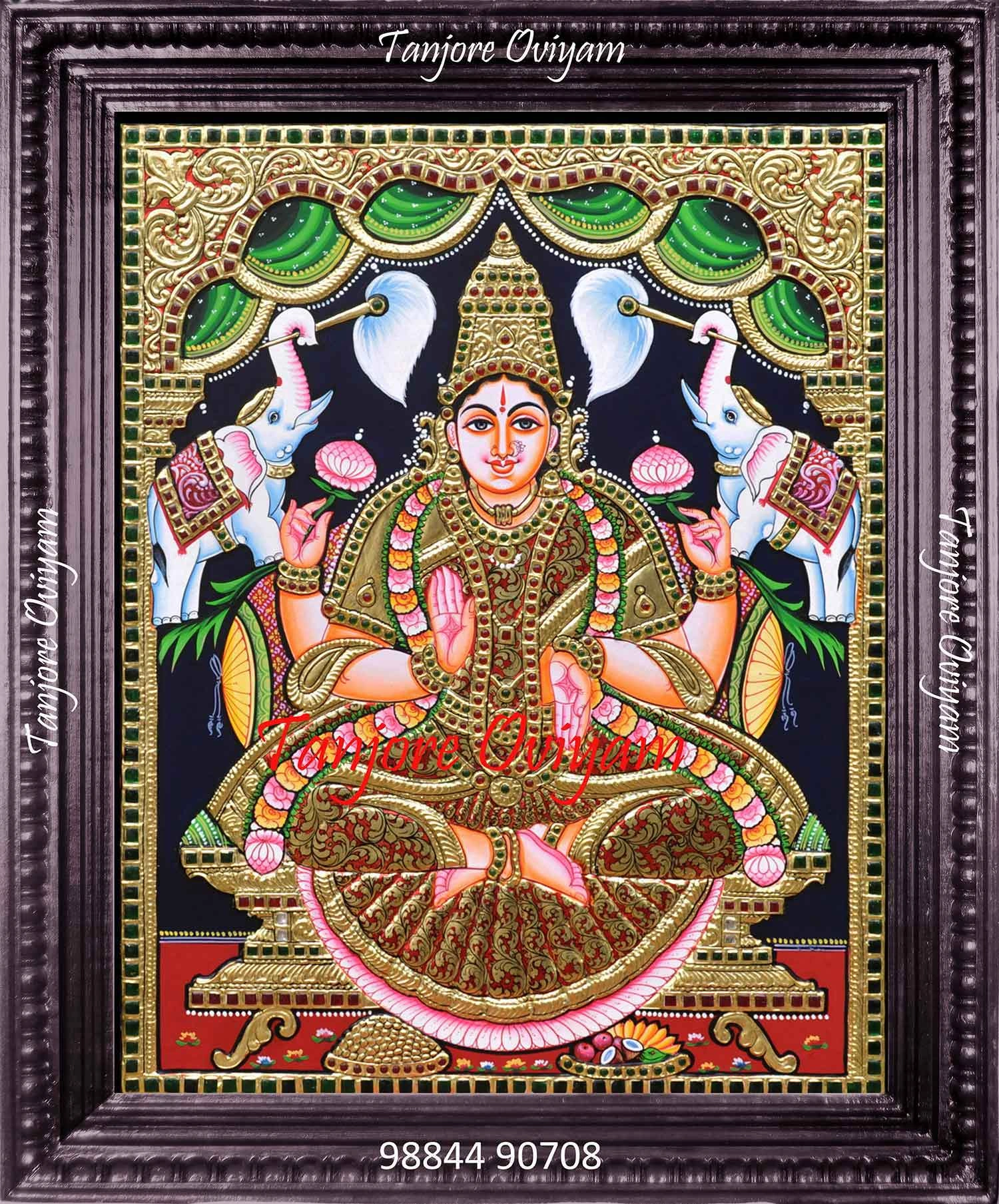 Gold Border Gajalakshmi Tanjore Painting